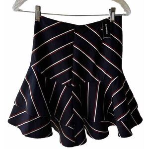 Express Women's Mini Skirt Navy w Stripes  Preppy NWT Harvard 00